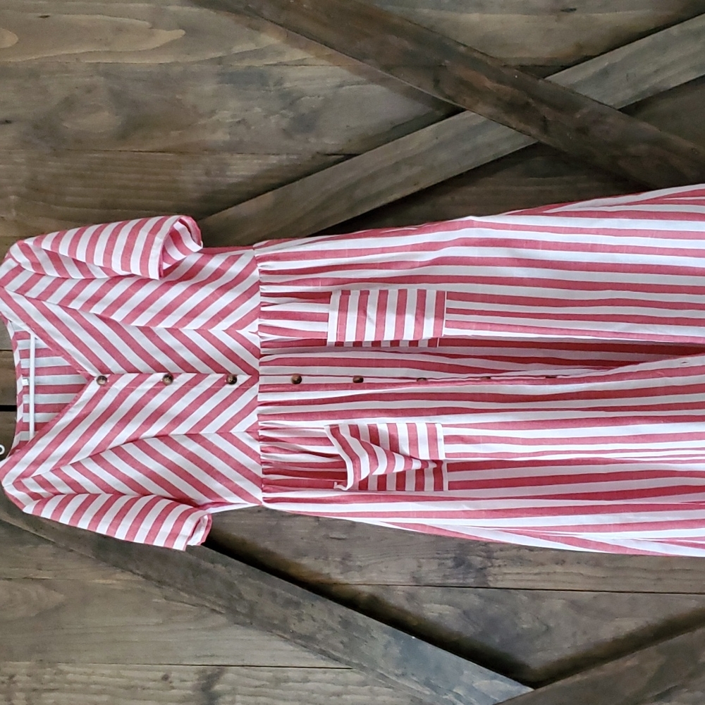 Summer dress,  white and burgundy.